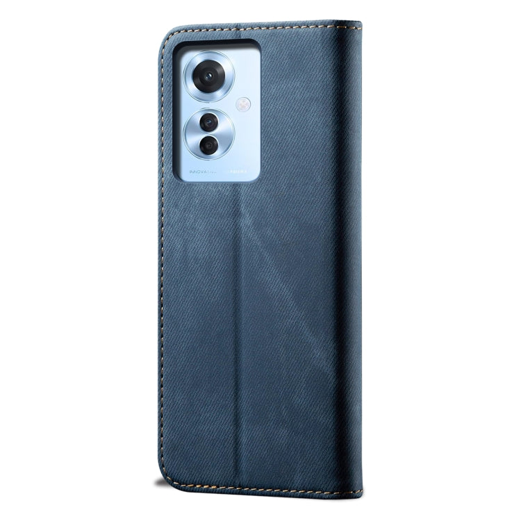 For OPPO Reno11 F / F25 Pro Denim Texture Casual Style Horizontal Flip Leather Case