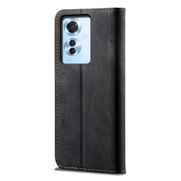 For OPPO Reno11 F / F25 Pro Denim Texture Casual Style Horizontal Flip Leather Case