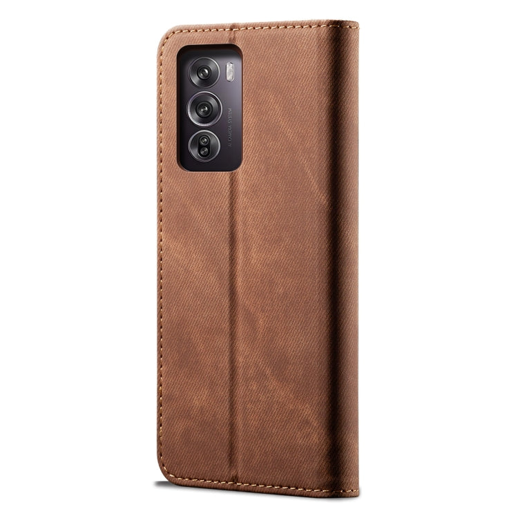 For OPPO Reno12 5G Global Denim Texture Casual Style Horizontal Flip Leather Case