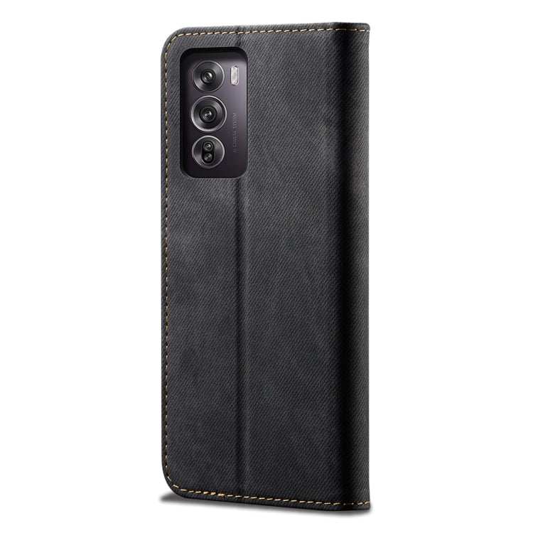 For OPPO Reno12 5G Global Denim Texture Casual Style Horizontal Flip Leather Case