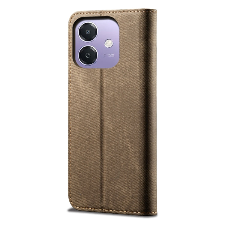 For OPPO A3X 5G India Denim Texture Casual Style Horizontal Flip Leather Case