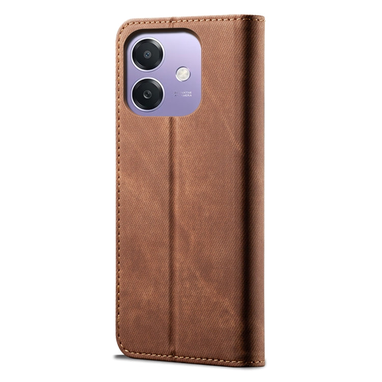 For OPPO A3X 5G India Denim Texture Casual Style Horizontal Flip Leather Case