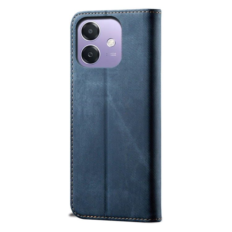For OPPO A3X 5G India Denim Texture Casual Style Horizontal Flip Leather Case
