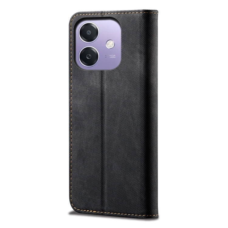 For OPPO A3X 5G India Denim Texture Casual Style Horizontal Flip Leather Case