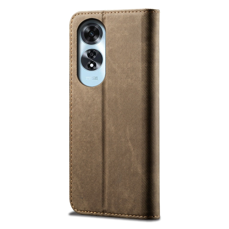 For OPPO A60 Denim Texture Casual Style Horizontal Flip Leather Case