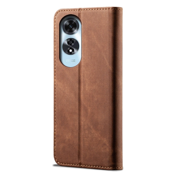 For OPPO A60 Denim Texture Casual Style Horizontal Flip Leather Case