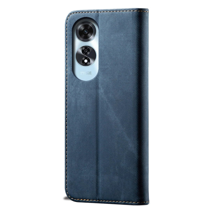 For OPPO A60 Denim Texture Casual Style Horizontal Flip Leather Case