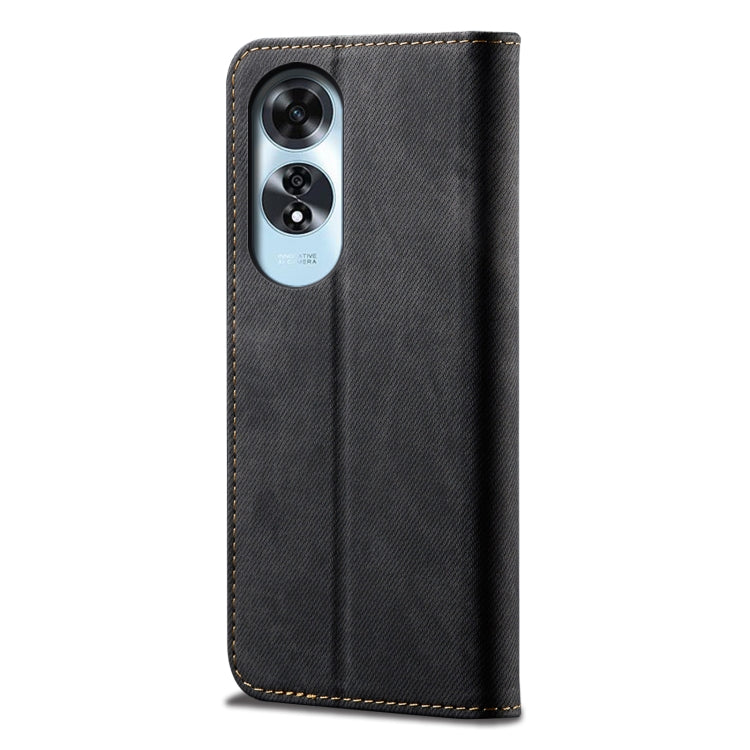 For OPPO A60 Denim Texture Casual Style Horizontal Flip Leather Case