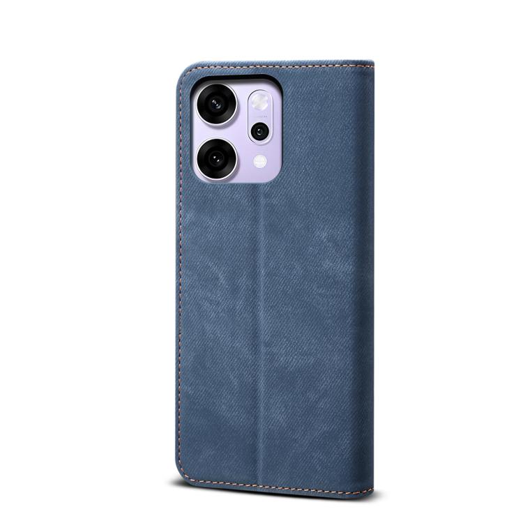 For OPPO Reno14 5G Global Denim Texture Casual Style Horizontal Flip Leather Case