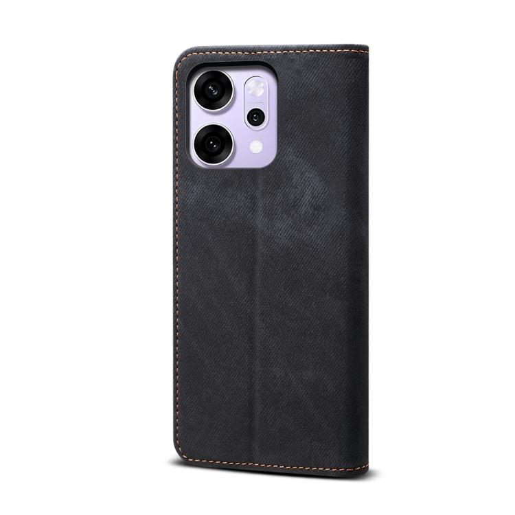 For OPPO Reno14 5G Global Denim Texture Casual Style Horizontal Flip Leather Case