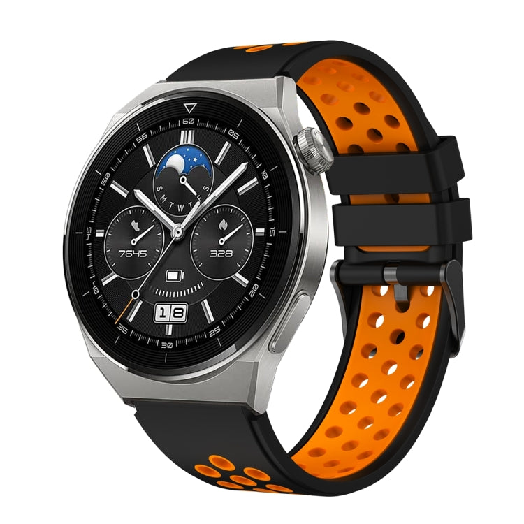 For Huawei Watch GT3 Pro 46mm Two Color Round Hole Silicone Watch Band