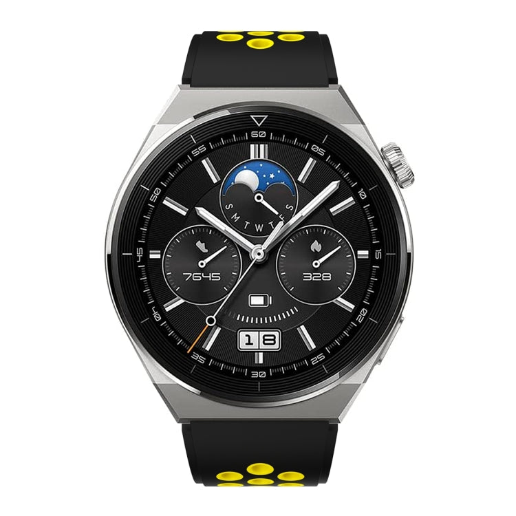 For Huawei Watch GT3 Pro 46mm Two Color Round Hole Silicone Watch Band