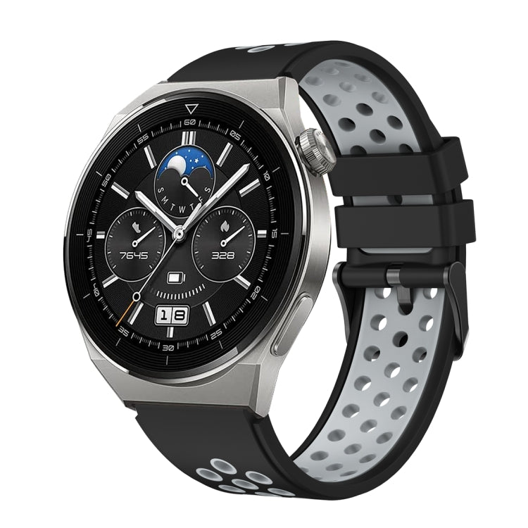 For Huawei Watch GT3 Pro 46mm Two Color Round Hole Silicone Watch Band