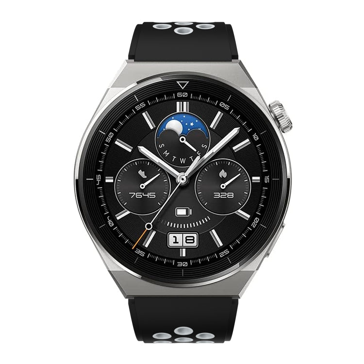 For Huawei Watch GT3 Pro 46mm Two Color Round Hole Silicone Watch Band