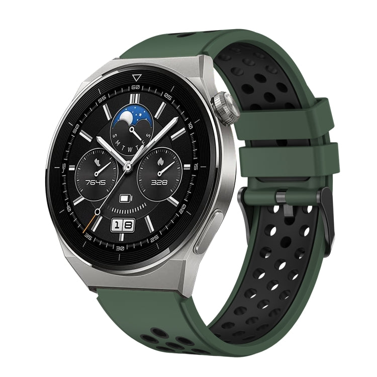 For Huawei Watch GT3 Pro 46mm Two Color Round Hole Silicone Watch Band
