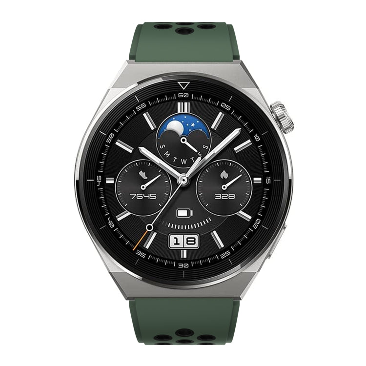For Huawei Watch GT3 Pro 46mm Two Color Round Hole Silicone Watch Band