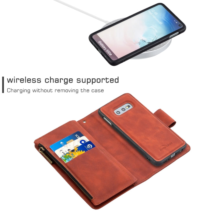 For Samsung Galaxy A81 Skin Feel Detachable Magnetic Zipper Horizontal Flip PU Leather Case with Multi-Card Slots & Holder & Wallet & Photo Frame & Lanyard