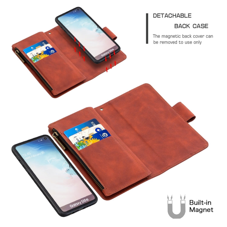 For Samsung Galaxy A81 Skin Feel Detachable Magnetic Zipper Horizontal Flip PU Leather Case with Multi-Card Slots & Holder & Wallet & Photo Frame & Lanyard