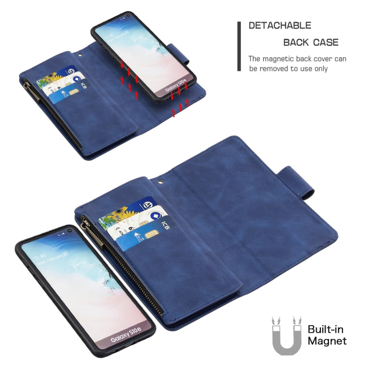For Samsung Galaxy A81 Skin Feel Detachable Magnetic Zipper Horizontal Flip PU Leather Case with Multi-Card Slots & Holder & Wallet & Photo Frame & Lanyard