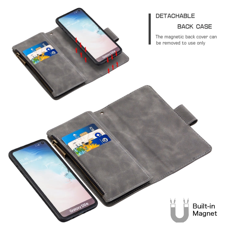 For Samsung Galaxy A81 Skin Feel Detachable Magnetic Zipper Horizontal Flip PU Leather Case with Multi-Card Slots & Holder & Wallet & Photo Frame & Lanyard