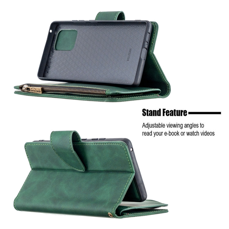 For Samsung Galaxy A91 Skin Feel Detachable Magnetic Zipper Horizontal Flip PU Leather Case with Multi-Card Slots & Holder & Wallet & Photo Frame & Lanyard