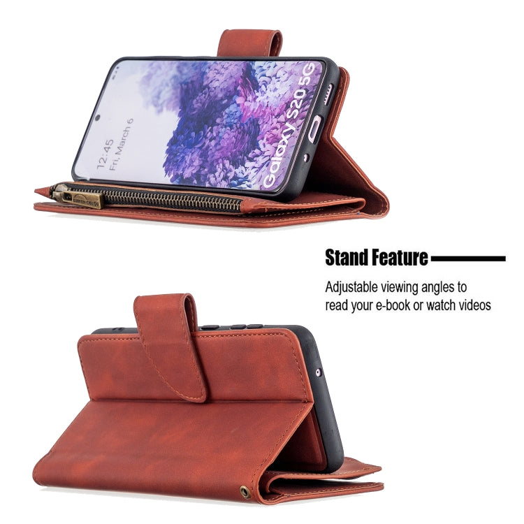 For Samsung Galaxy S20 Skin Feel Detachable Magnetic Zipper Horizontal Flip PU Leather Case with Multi-Card Slots & Holder & Wallet & Photo Frame & Lanyard