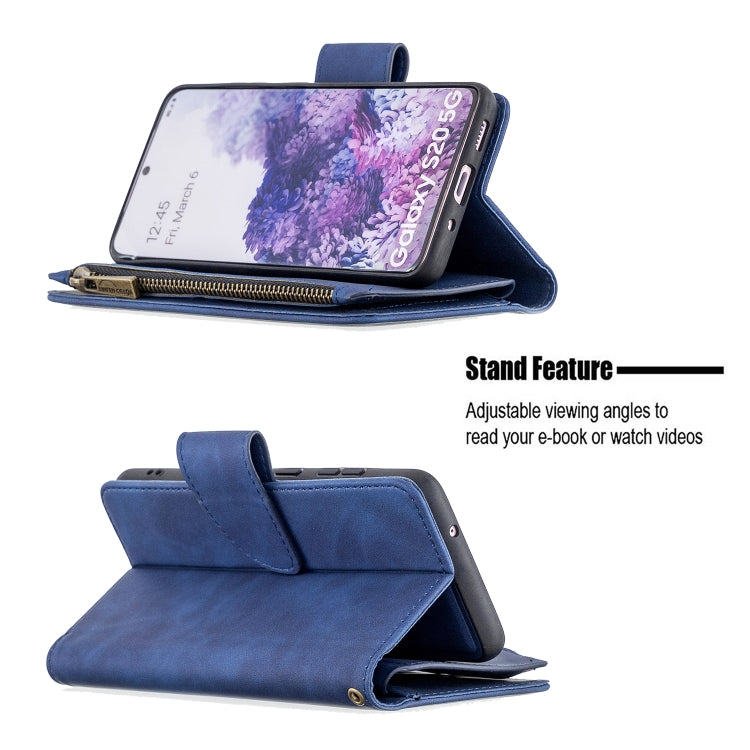 For Samsung Galaxy S20 Skin Feel Detachable Magnetic Zipper Horizontal Flip PU Leather Case with Multi-Card Slots & Holder & Wallet & Photo Frame & Lanyard