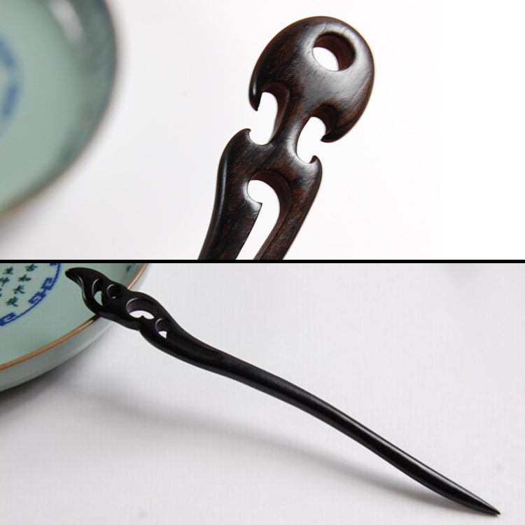 Classical Sandalwood Hairpin Hair Ornaments with Gift Box, Gift Box Random Color Delivery(Wood Fish Ebony)