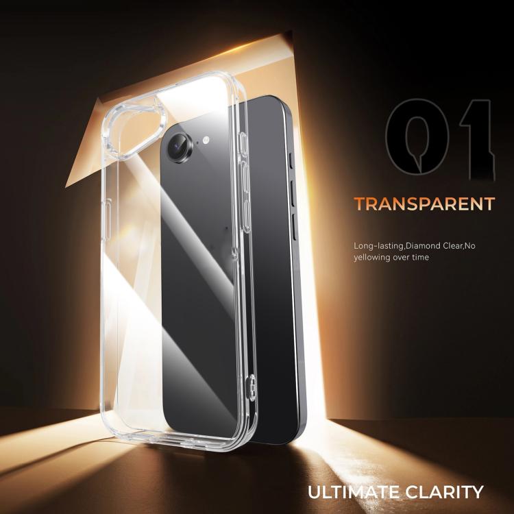 For iPhone 17e / 16e iPAKY Crystal Clear Series Shockproof PC + TPU Protective Phone Case - Transparent