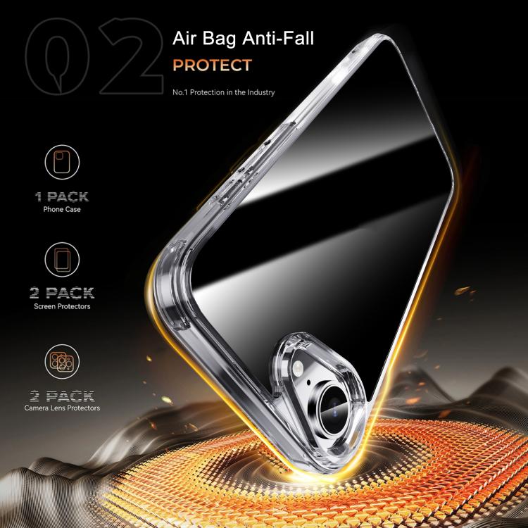 For iPhone 17e / 16e iPAKY Crystal Clear Series Shockproof PC + TPU Protective Phone Case - Transparent