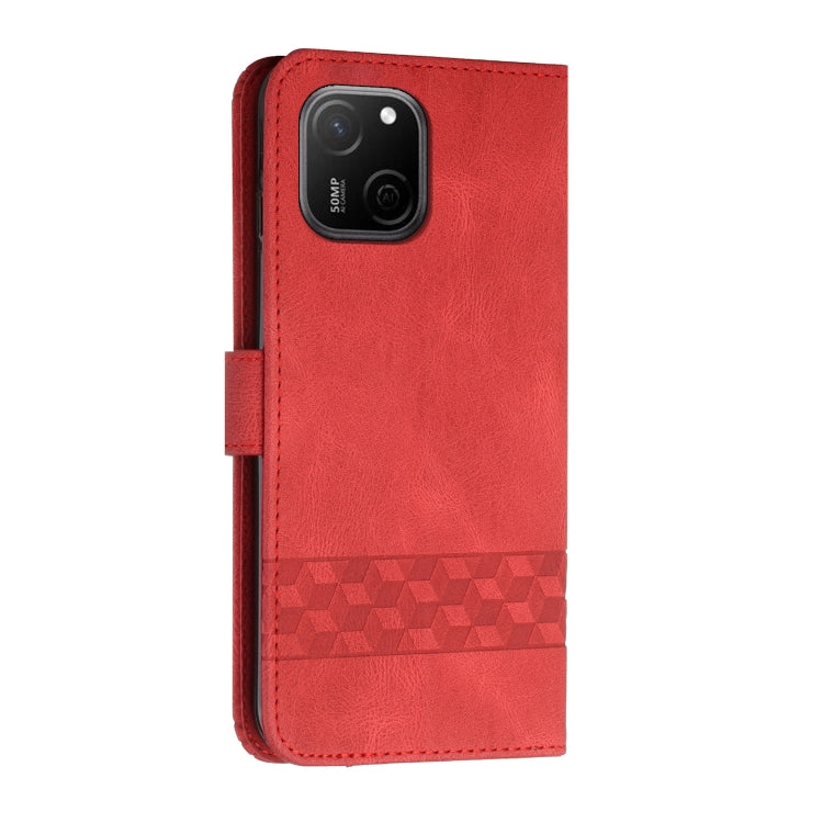 For Huawei Maimag A20 Cubic Skin Feel Flip Leather Phone Case
