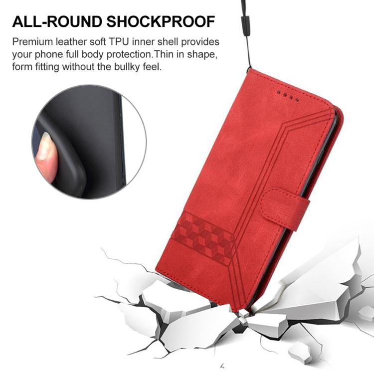 For Motorola Moto G67 5G / G77 5G Cubic Skin Feel Flip Leather Phone Case