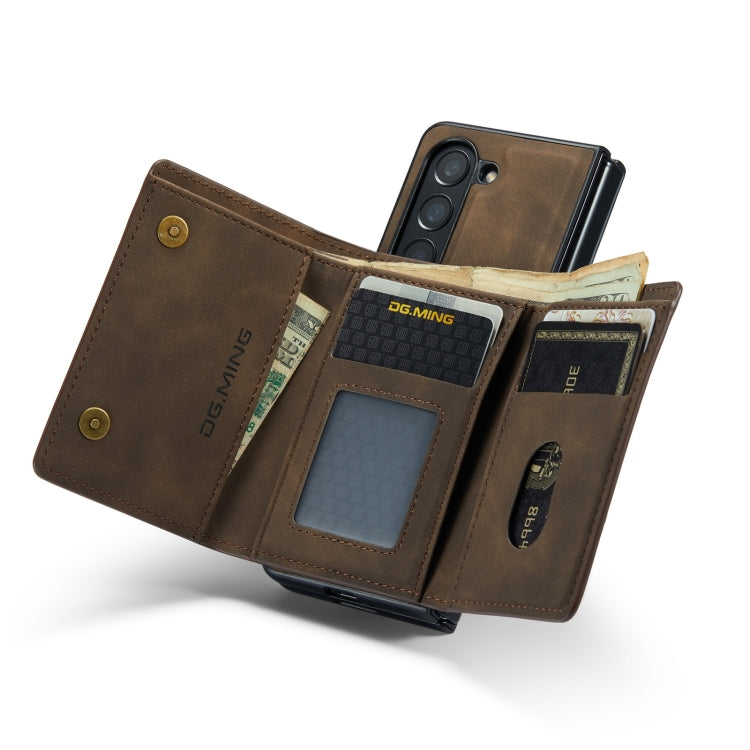 For Samsung Galaxy Z Fold5 DG.MING M1 Series 3-Fold Multi Card Wallet + Magnetic Phone Case