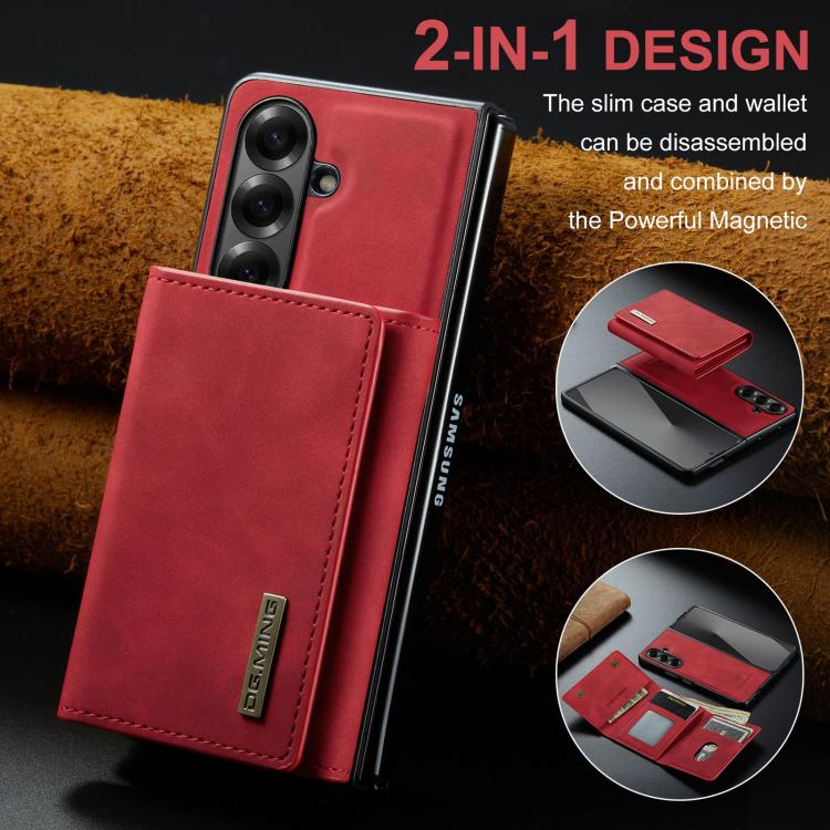For Galaxy Z Fold7 5G DG.MING M1 Series 3-Fold Multi Card Wallet + Magnetic Phone Case