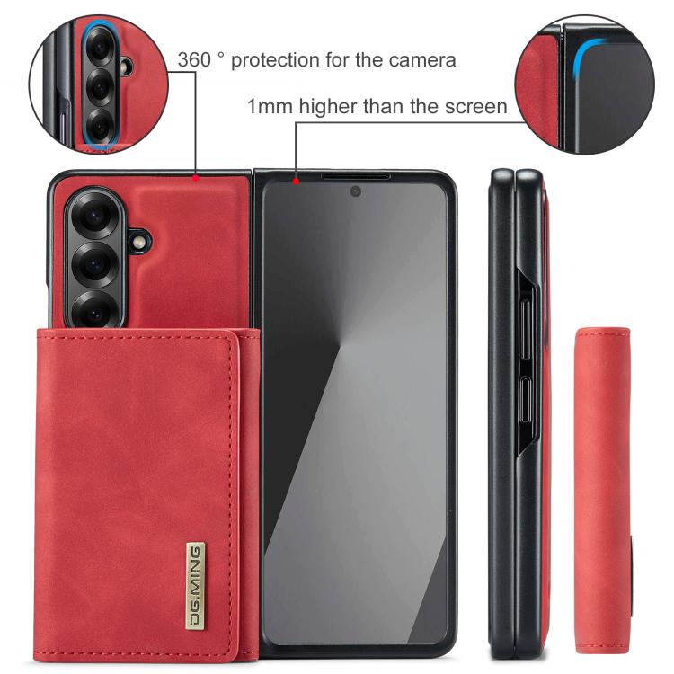 For Galaxy Z Fold7 5G DG.MING M1 Series 3-Fold Multi Card Wallet + Magnetic Phone Case