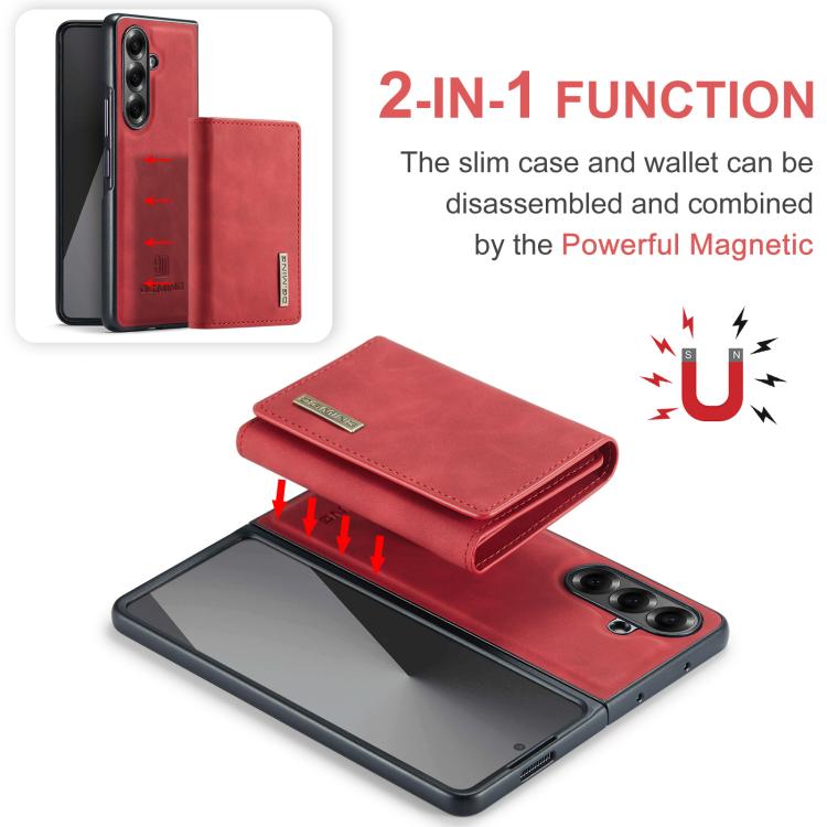 For Galaxy Z Fold7 5G DG.MING M1 Series 3-Fold Multi Card Wallet + Magnetic Phone Case