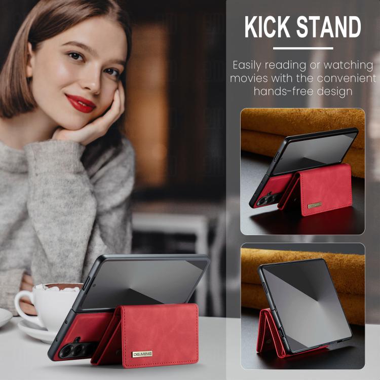 For Galaxy Z Fold7 5G DG.MING M1 Series 3-Fold Multi Card Wallet + Magnetic Phone Case