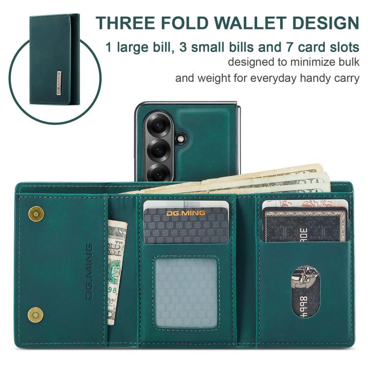 For Galaxy Z Fold7 5G DG.MING M1 Series 3-Fold Multi Card Wallet + Magnetic Phone Case