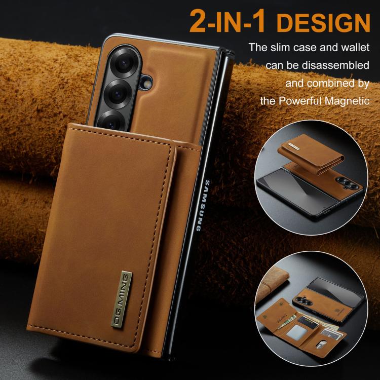 For Galaxy Z Fold7 5G DG.MING M1 Series 3-Fold Multi Card Wallet + Magnetic Phone Case