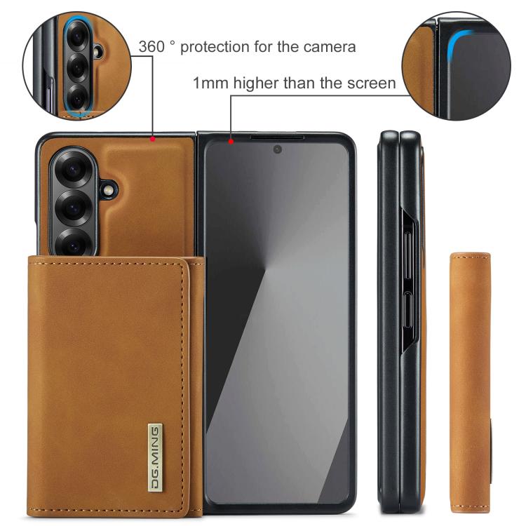 For Galaxy Z Fold7 5G DG.MING M1 Series 3-Fold Multi Card Wallet + Magnetic Phone Case