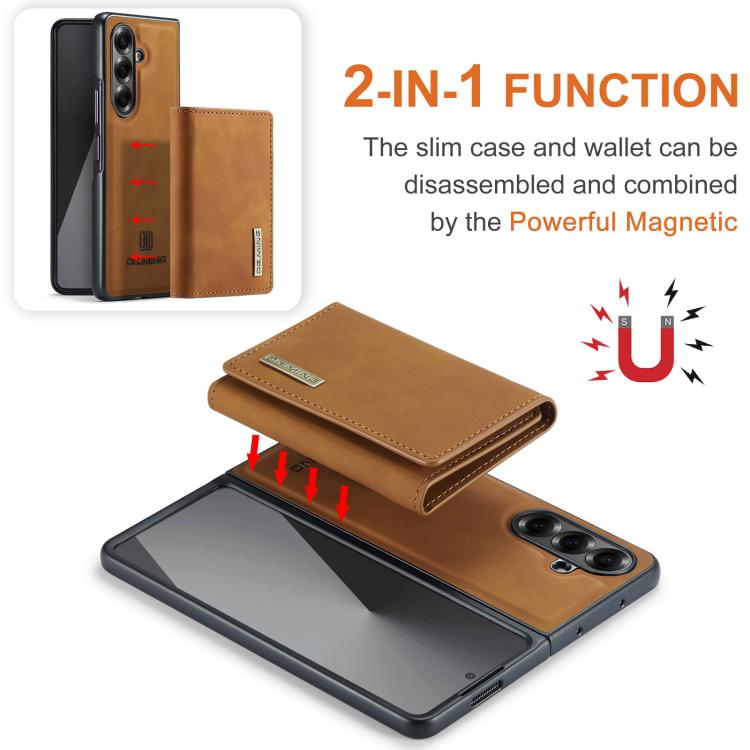 For Galaxy Z Fold7 5G DG.MING M1 Series 3-Fold Multi Card Wallet + Magnetic Phone Case