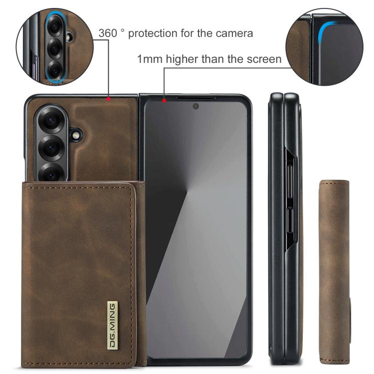 For Galaxy Z Fold7 5G DG.MING M1 Series 3-Fold Multi Card Wallet + Magnetic Phone Case