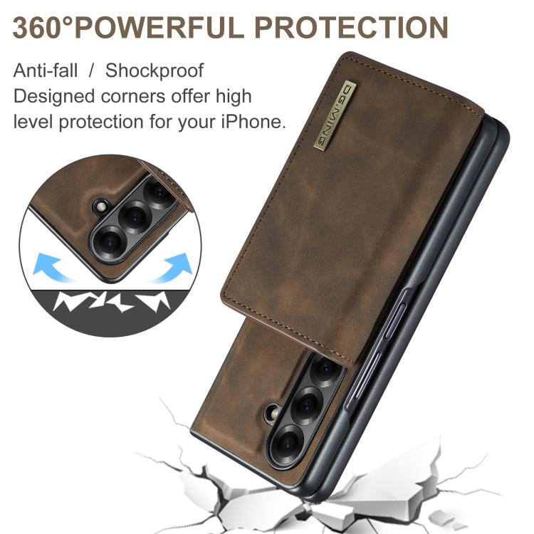 For Galaxy Z Fold7 5G DG.MING M1 Series 3-Fold Multi Card Wallet + Magnetic Phone Case