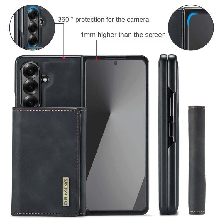 For Galaxy Z Fold7 5G DG.MING M1 Series 3-Fold Multi Card Wallet + Magnetic Phone Case