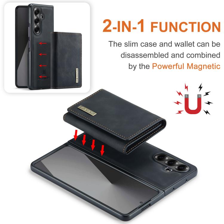 For Galaxy Z Fold7 5G DG.MING M1 Series 3-Fold Multi Card Wallet + Magnetic Phone Case