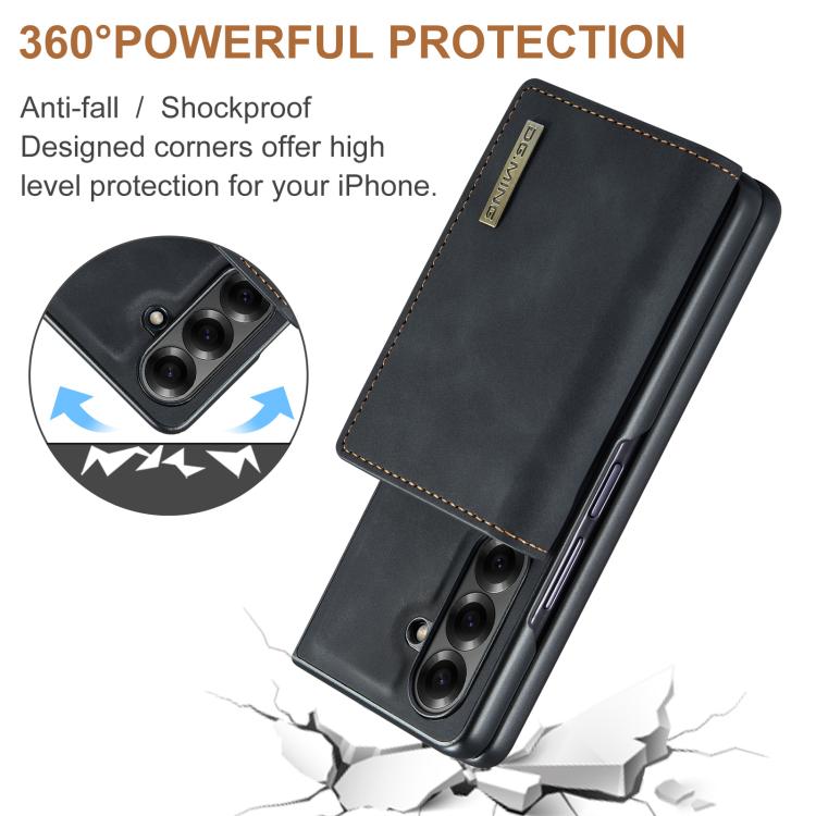 For Galaxy Z Fold7 5G DG.MING M1 Series 3-Fold Multi Card Wallet + Magnetic Phone Case