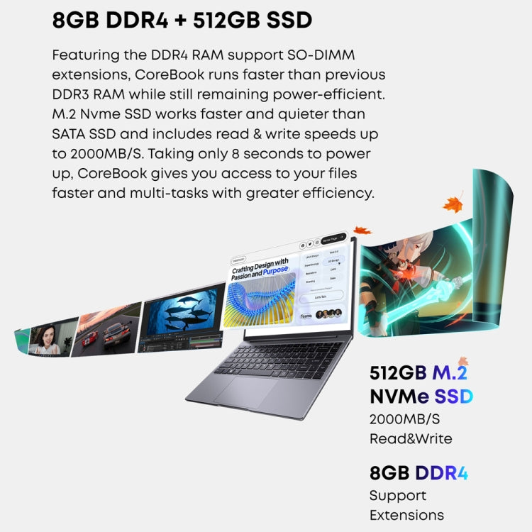 CHUWI CoreBook 14.1 inch Laptop, 8GB+512GB, Windows 11 Intel Ice Lake i5-1035G4 Quad Core