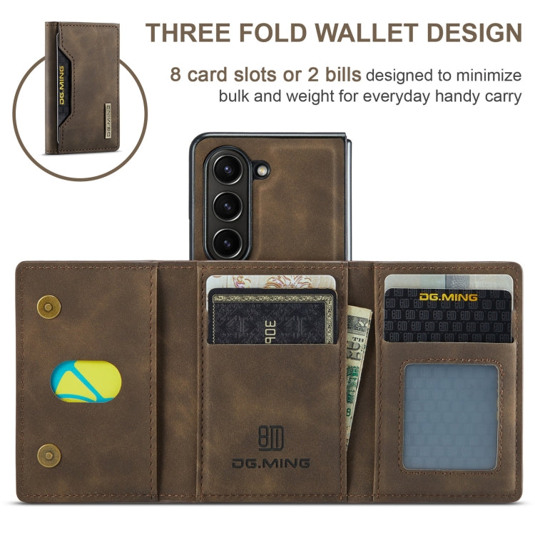 For Samsung Galaxy Z Fold6 DG.MING M2 Series 3-Fold Multi Card Bag + Magnetic Phone Case