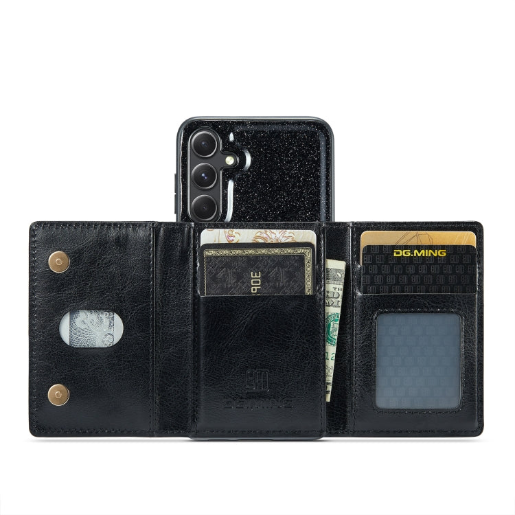 For Samsung Galaxy S23 FE 5G DG.MING M3 Series Glitter Powder Card Bag Leather Case