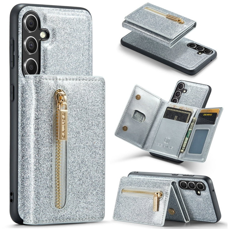 For Samsung Galaxy S23 FE 5G DG.MING M3 Series Glitter Powder Card Bag Leather Case